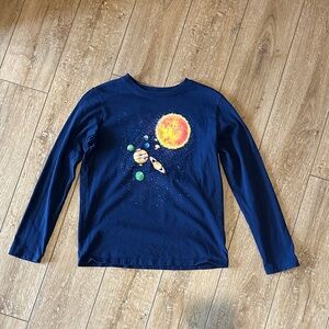 NWOT Lands End Kids Navy Blue Solar System Shirt Size 10-12